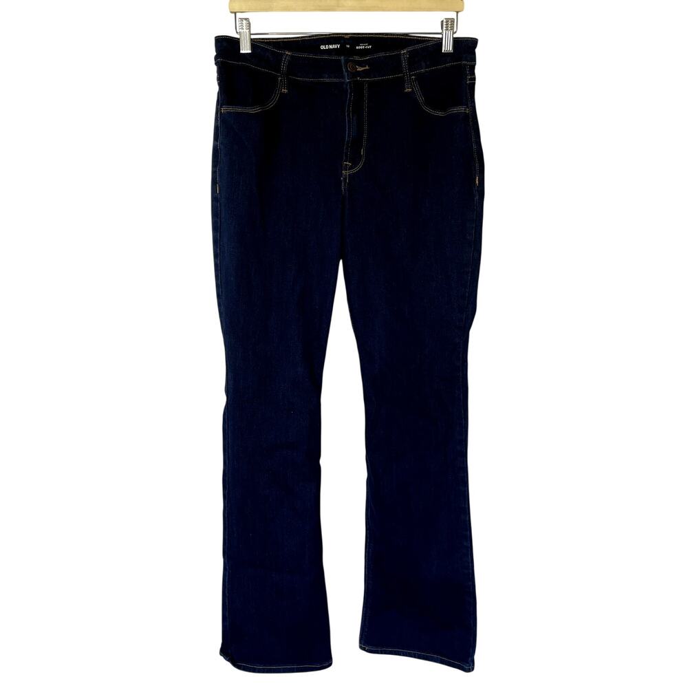 Old Navy mid-rise boot-cut dark wash‎ denim women's jeans size 12 cotton blend